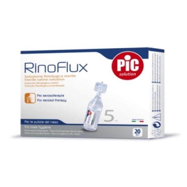 RINOFLUX sterilus fiziologinis tirpalas inhaliavimui ir nosiai, x 5 ml, 20 vnt