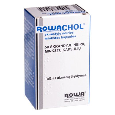 ROWACHOL, skrandyje neirios minkštosios kapsulės, N50