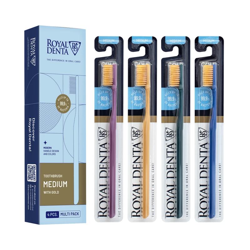 ROYAL DENTA dantų šepetėlių rinkinys GOLD MEDIUM MODERN, 4 vnt