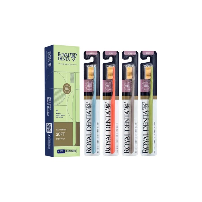ROYAL DENTA dantų šepetėlių rinkinys GOLD SOFT MODERN, 4 vnt