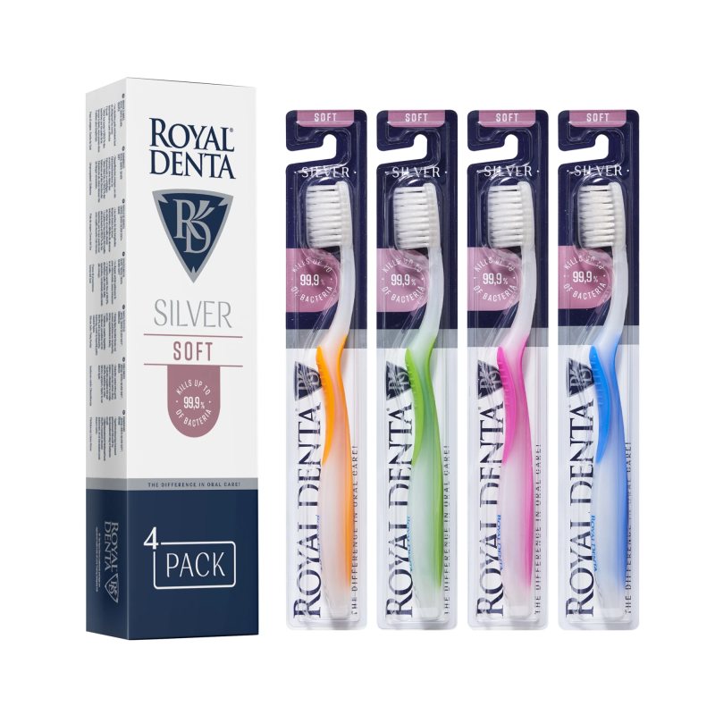 ROYAL DENTA dantų šepetėlių rinkinys SILVER SOFT CLASSIC, 4 vnt