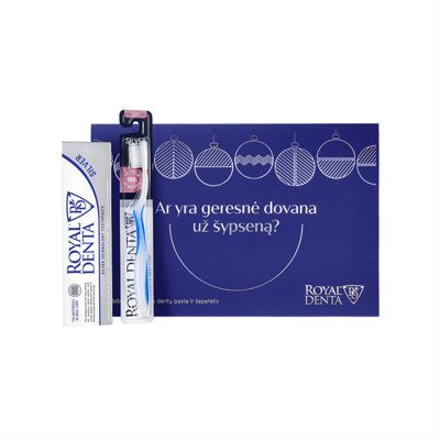 ROYAL DENTA SILVER, dovanų rinkinys, dantų pasta, ir minkštas dantų šepetėlis su sidabru, 130 g