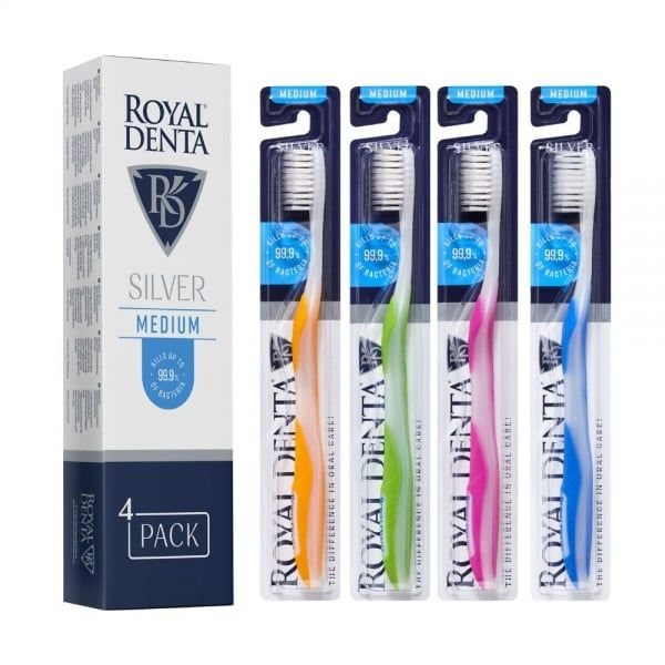 ROYAL DENTA vidutinio kietumo dantų šepetėlių rinkinys SILVER MEDIUM N4
