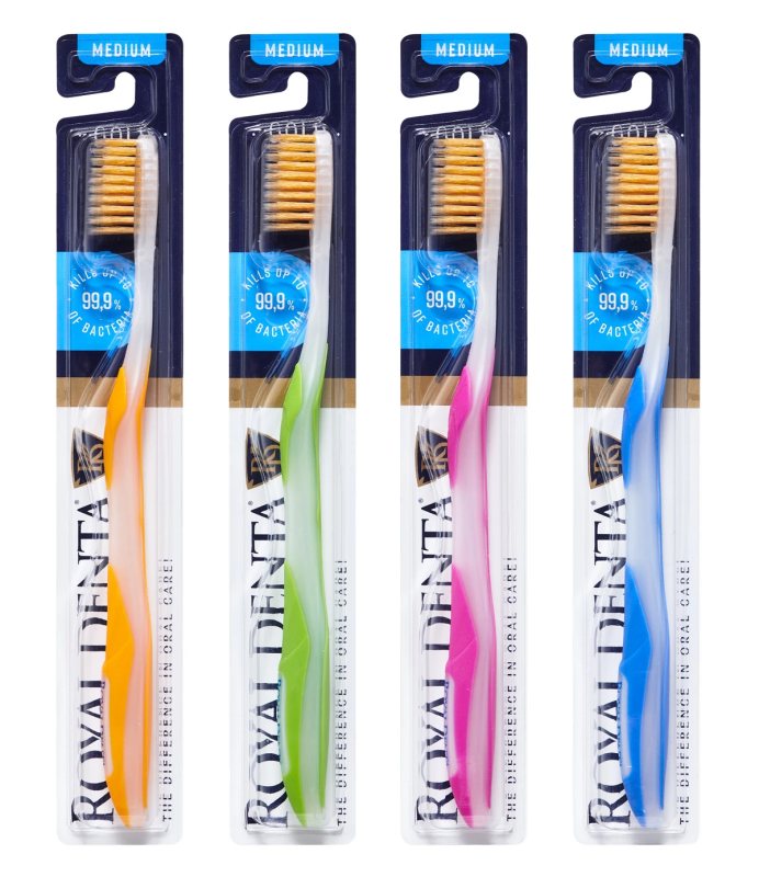 ROYAL DENTA vidutinio minkštumo dantų šepetėlis GOLD MEDIUM CLASSIC, 1 vnt