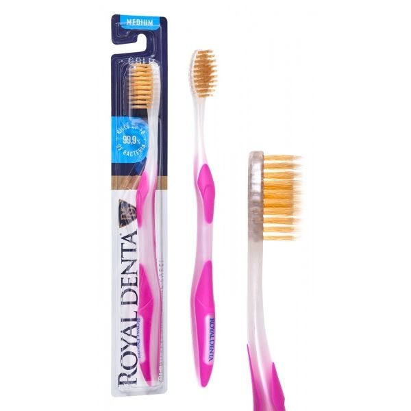 Royal Denta vidutinio minkštumo dantų šepetėlis su aukso dalelėmis Gold Medium N1