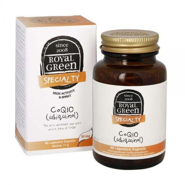 ROYAL GREEN maisto papildas KOFERMENTAS Q10 UBIQUINOL 50 mg, 60 kaps.