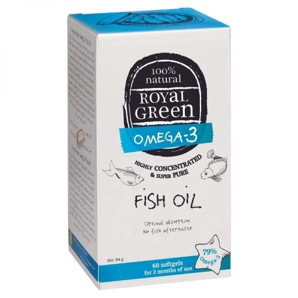 ROYAL GREEN maisto papildas žuvų taukai OMEGA-3 79%, 60 kaps.