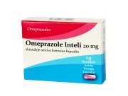 Rūgštingumą mažinančios kapsulės OMEPRAZOLE INTELI 20 mg, 14 vnt