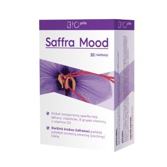 SAFFRA MOOD maisto papildas su šafranu ir ciberžole, 30 kapsulių