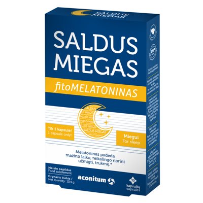 SALDUS MIEGAS MELATONINAS, 1 mg., 30 kietųjų kapsulių