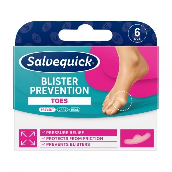 SALVEQUICK hidrokoloidiniai pleistrai prevencijai BLISTER PREVENTION TOES, 6 vnt