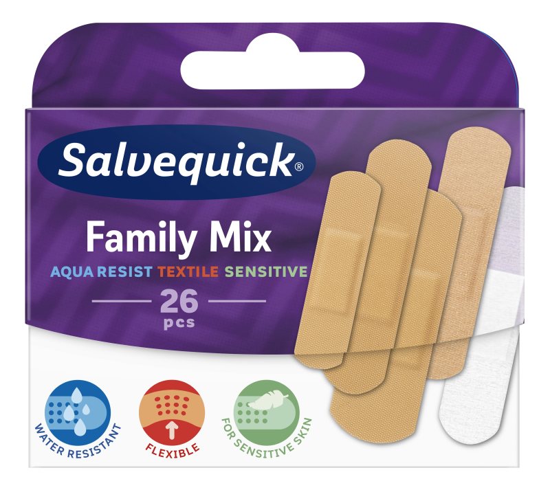SALVEQUICK pleistrų rinkinys visai šeimai Family Mix N26