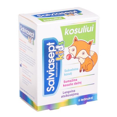 SALVIASEPT KIDS, ledinukai nuo kosulio, 6 vnt