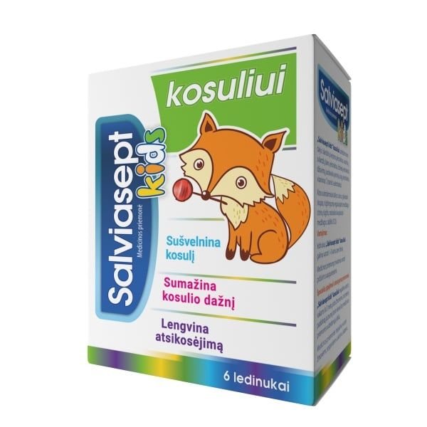 SALVIASEPT ledinukai ant pagaliuko nuo kosulio, 6 vnt
