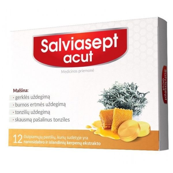 SALVIASEPT pasilės su medumi ACUT, 12 past.