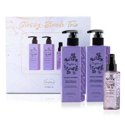 Saphira plaukų priežiūros priemonių rinkinys Glossy Blonde Trio, SAFGBTBOX