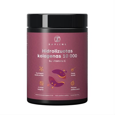 SAPIENS, hidrolizuotas kolagenas, 10000 mg, pasiflorų skonio, 330 g