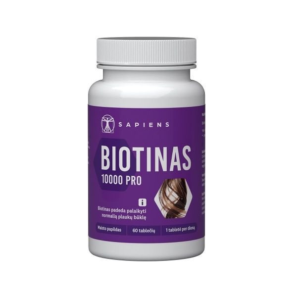 SAPIENS maisto papildas BIOTINAS 10000 PRO, 60 tab.