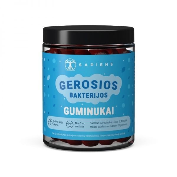 SAPIENS maisto papildas GEROSIOS BAKTERIJOS, 60 guminukų