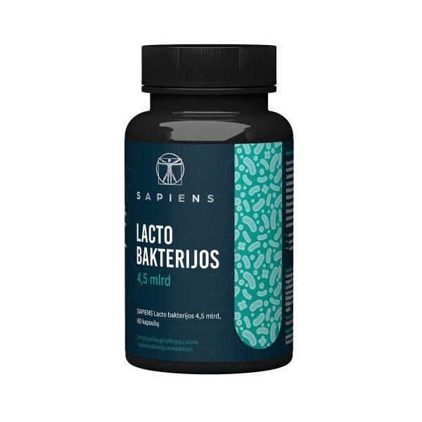 SAPIENS maisto papildas LACTO BAKTERIJOS 4,5 mlrd., 60 kaps.