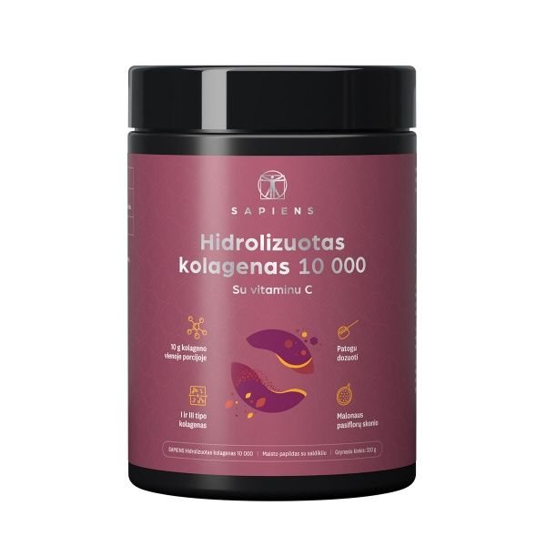 SAPIENS maisto papildas milteliais HIDROLIZUOTAS KOLAGENAS 10000 mg, 330 g