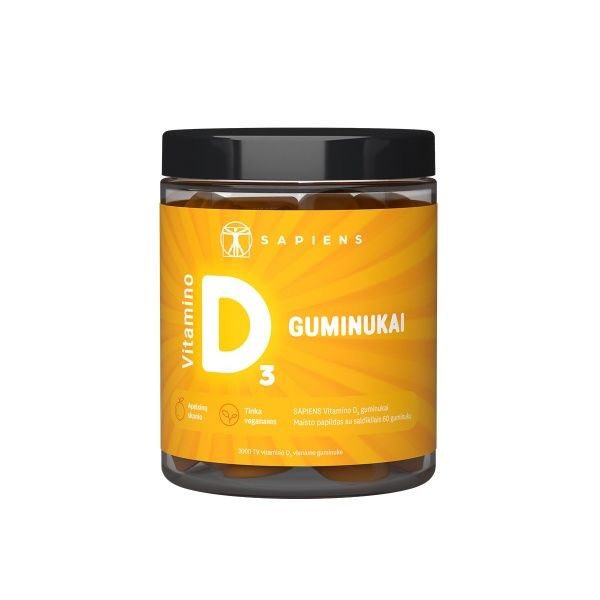 SAPIENS maisto papildas VITAMINAS D, 60 guminukų