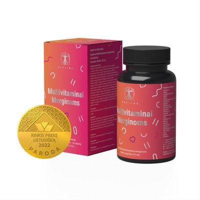 SAPIENS, multivitaminai merginoms, 30 tablečių