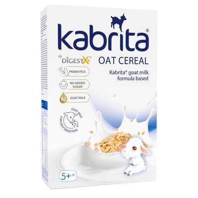 Sausa greitai ištirpinama avižų košė, pagaminta su adaptuotu pieno mišiniu Kabrita® – kūdikiams nuo 5 mėnesių, 180 g