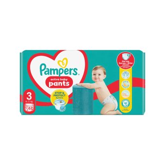 Sauskelnės-kelnaitės PAMPERS Pants, Jumbo Pack, 3 dydis, 62 vnt., 62 vnt