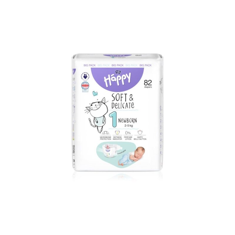 Sauskelnės vaik. HAPPY NewBorn (2-) N82, 5 kg