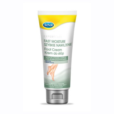 SCHOLL greito poveikio drėkinamasis pėdų kremas su 2% vitaminų mišiniu, 75 ml