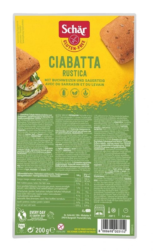 Schär CIABATTA RUSTICA – tamsi kaimiška duona be glitimo, 200 g