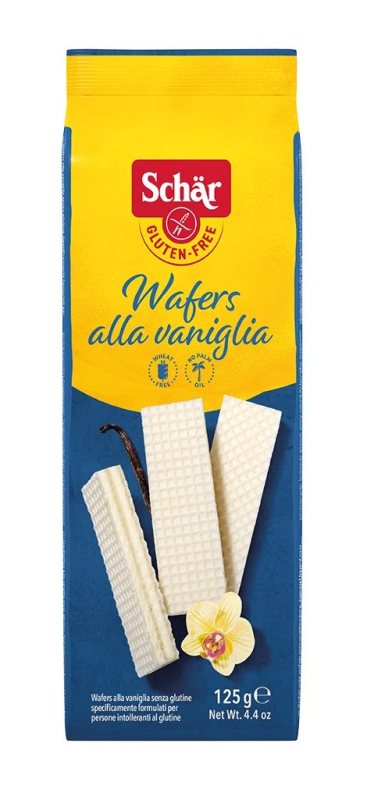 Schär WAFERS ALLA VANIGLIA - vafliai su vanilės skonio pertepimu be glitimo, 125 g