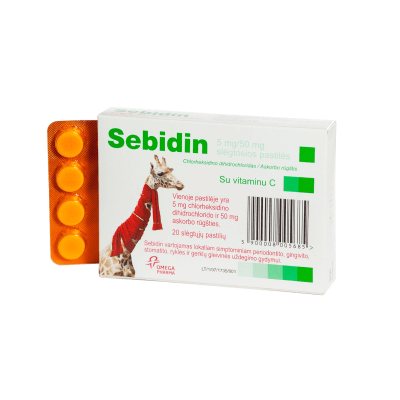 Sebidin 5 mg/50 mg suslėgtosios pastilės N20