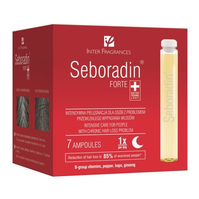 SEBORADIN FORTE, ampulės nuo ilgai trunkančio plaukų slinkimo, x 5,5 ml, 7 vnt