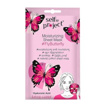 SELFIE PROJECT lakštinė kaukė veidui drėkinamoji FlyButterfly, 1 vnt