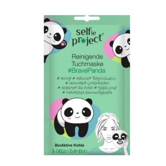 SELFIE PROJECT lakštinė kaukė veidui valomoji BravePanda, 15 ml