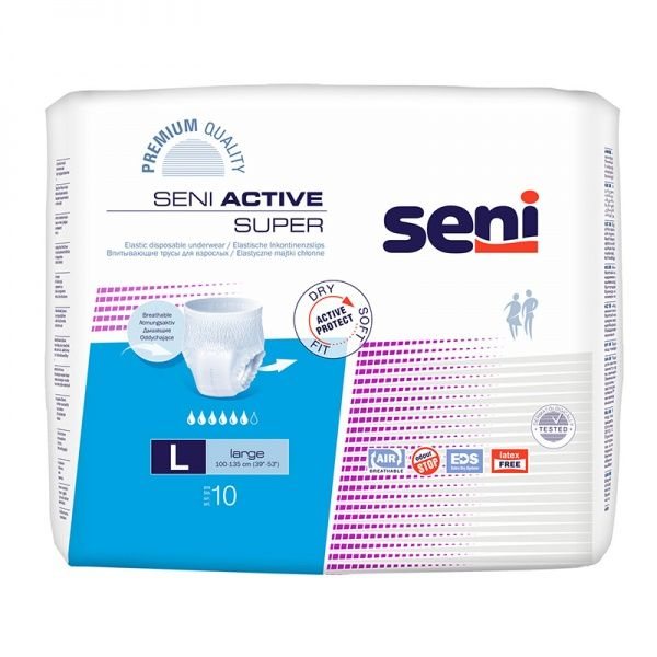 SENI ACTIVE SUPER premium L sauskelnės-kelnaitės N10
