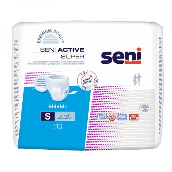SENI ACTIVE SUPER premium S sauskelnės-kelnaitės N10