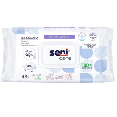 SENI CARE AQUA, drėgnos servetėlės, 48 vnt