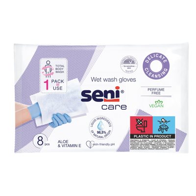 SENI CARE drėgnos pirštinės valymui, 8 vnt