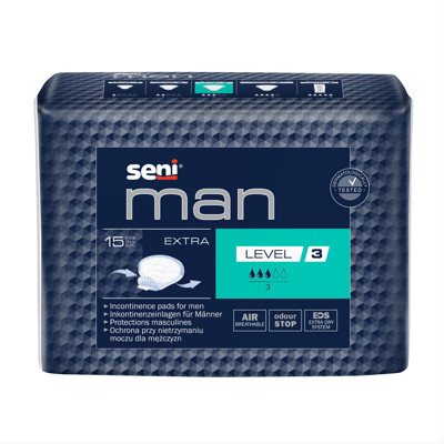 SENI MAN EXTRA LEVEL 3, įklotai vyrams, 15 vnt