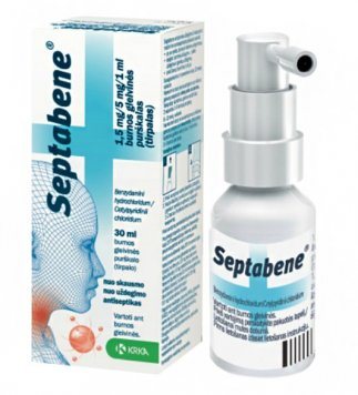 SEPTABENE 1,5 mg/5 mg/ml burnos gleivinės purškalas (tirpalas), N1, 30 ml