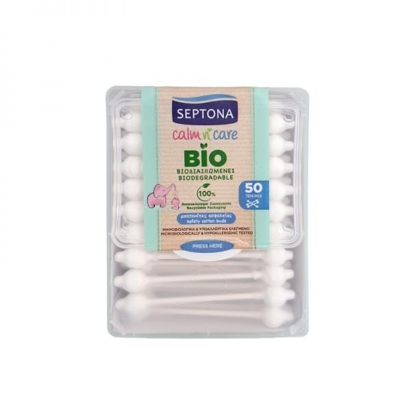 SEPTONA vaikiški, higieniniai vatos pagaliukai BIO BABY, 50 vnt
