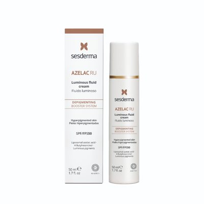 SESDERMA AZELAC RU, spindesį suteikiantis kreminis fluidas, SPF50, 50 ml