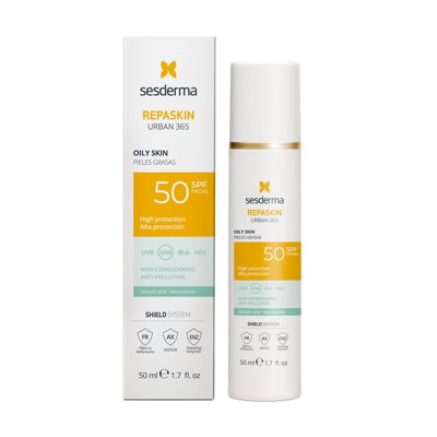SESDERMA REPASKIN URBAN 365, apsauginis veido kremas mišriai riebiai odai, SPF50, 50 ml