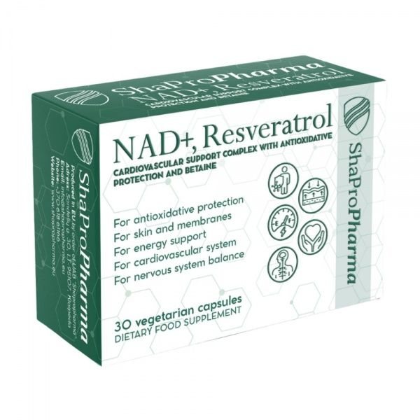 SHAPROPHARMA maisto papildas NAD+ RESVERATROL, 30 kaps.