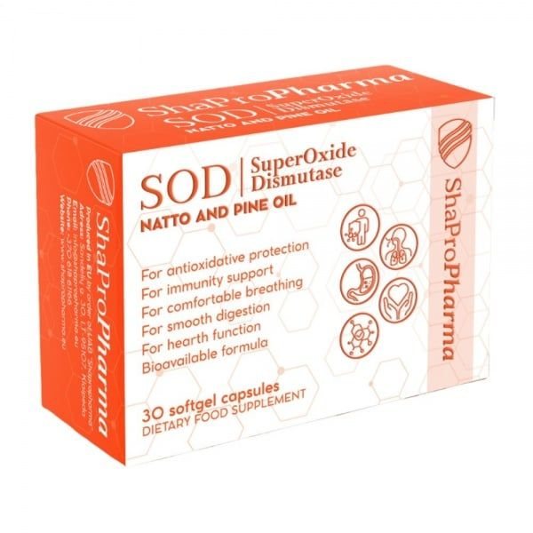 SHAPROPHARMA maisto papildas SOD, 30 kaps.
