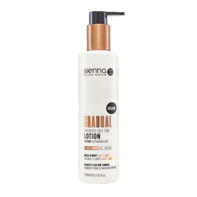 SIENNA X savaiminio įdegio losjonas GRADUAL UNTINTED LOTION, 200 ml