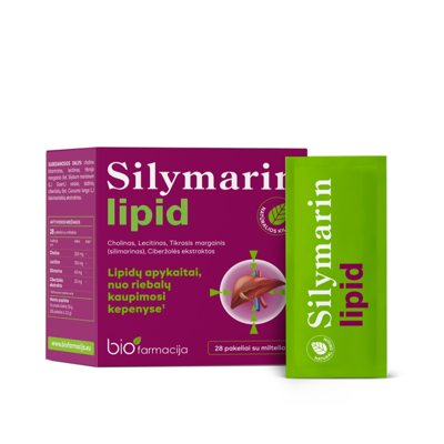 SILYMARIN LIPID, milteliai, 28 paketėliai